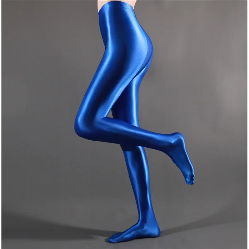 Japanese Spandex Satin Glossy Shiny Opaque Pantyhose Silky Smooth Oil Wet Look Tights Sexy Stockings High Waist Tight Leggings