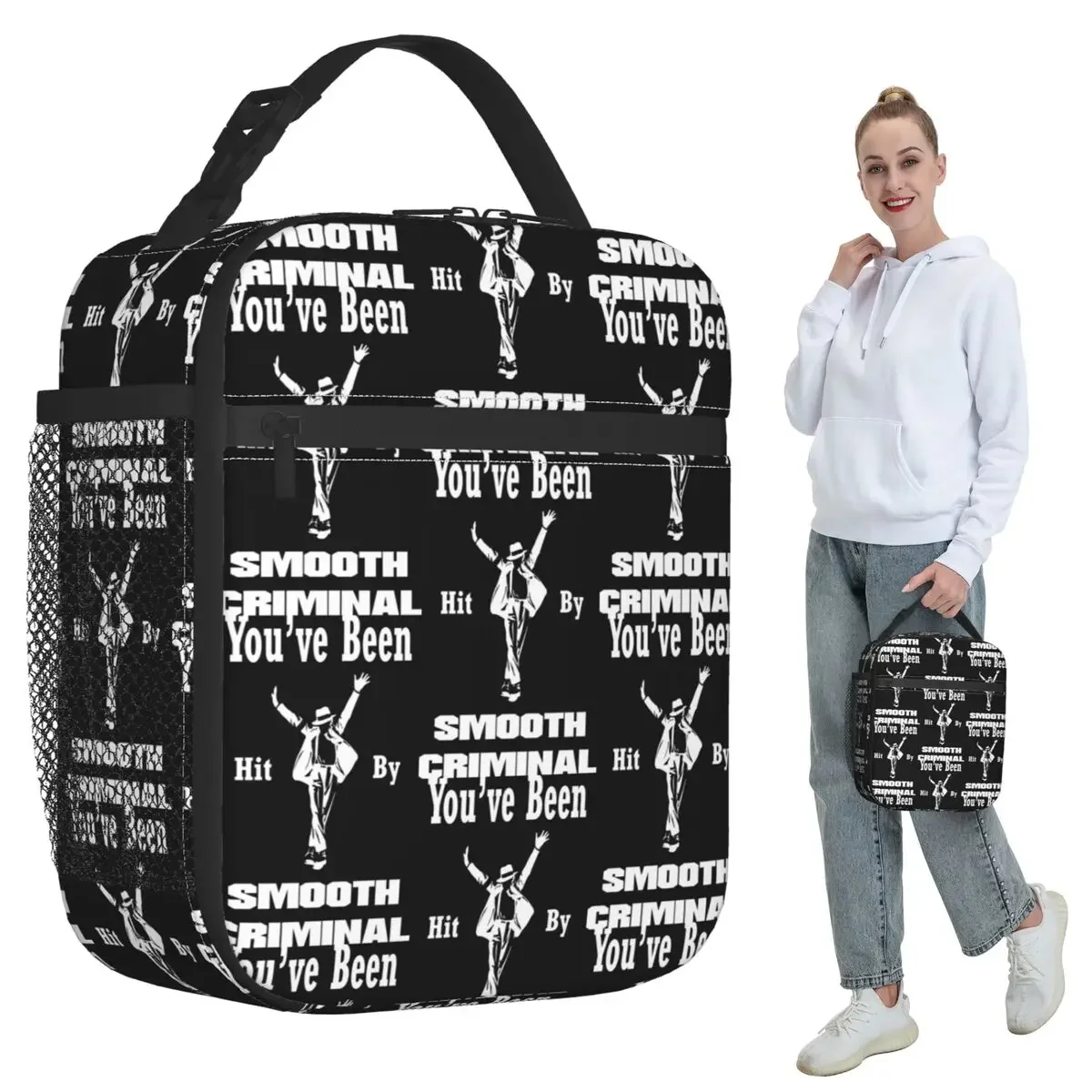 Vintage MJ Smooth Criminal Michael Jackson Insulated Lunch Bag for Women Office Cooler Thermal Food Box Tote Portable Lunch Boxe