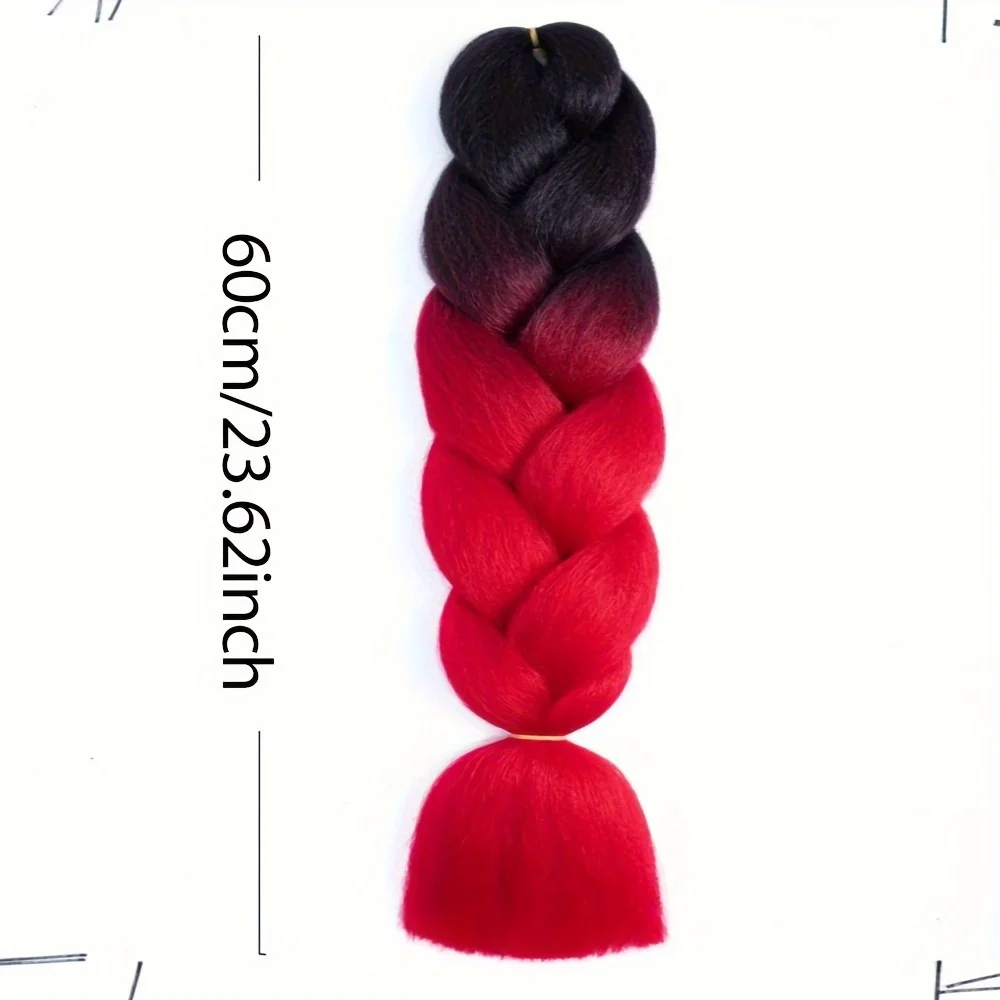 Ombre Jumbo Braiding cabelo sintético extensões peruca, Rainbow Crochet tranças para criança, Cosplay acessórios para o cabelo, 24 ", Y2K