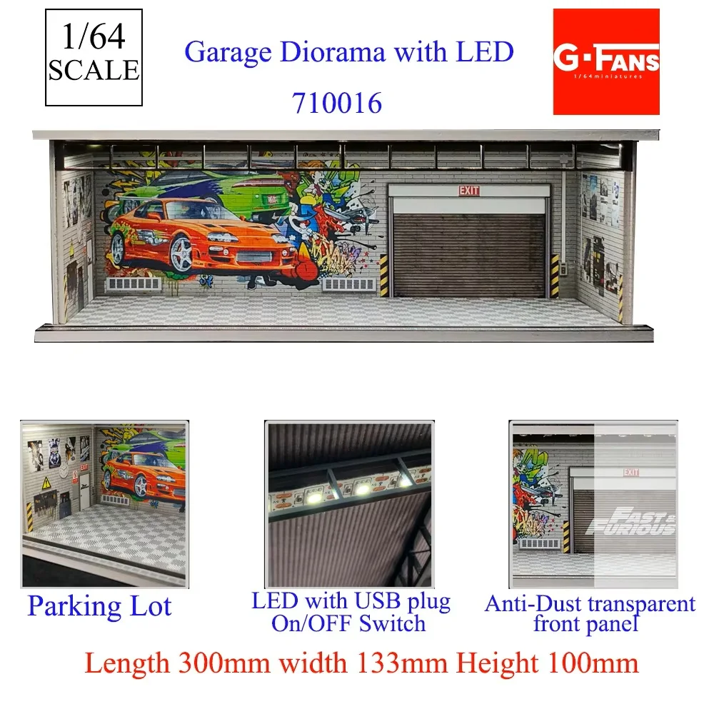 GFans 1/64 Schaal Auto Garage Miniaturen Model Parkeerplaats Diecast Scène Display Voertuig Scène Speelgoed Achtergrond Collectie