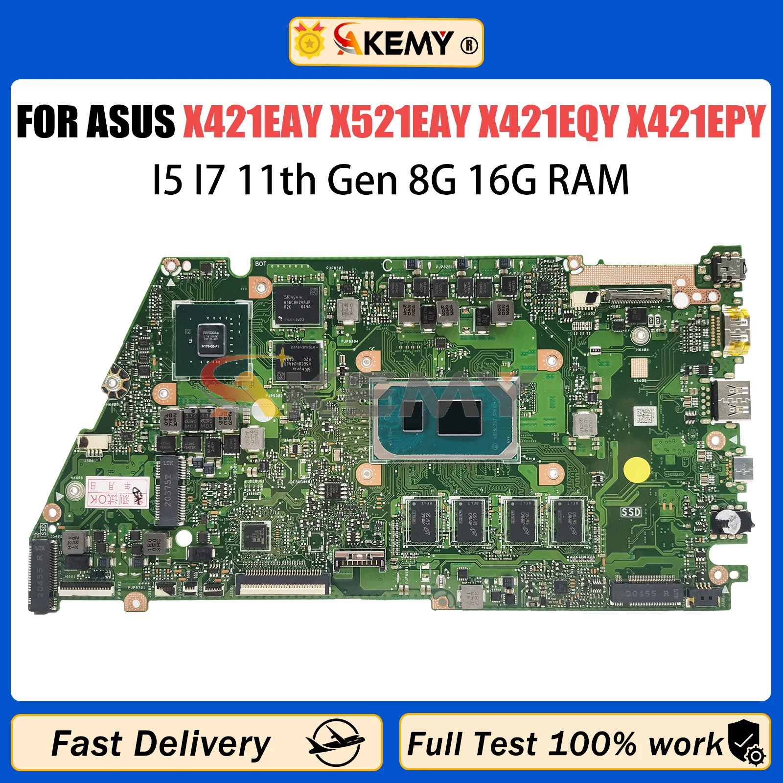 

AKMEY X421EAY материнская плата ASUS X421EQY X421EPY X421EQYB I421EQY X421E I421E материнская плата для ноутбука i3 i5 i7 11-го поколения 8 гб/16 гб-озу