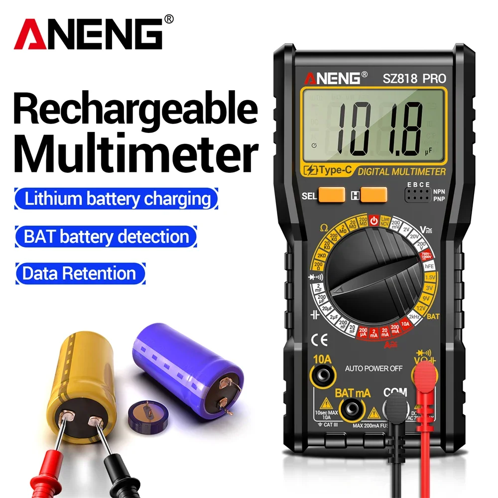 ANENG Digital Multimeters Tester SZ818 PRO Rechargeable AC/DC Voltage NCV Ammeter Voltmeter Professional Repair Detector Tools
