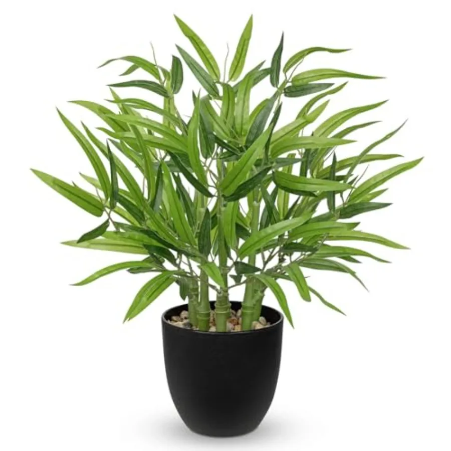 

Artificial Bamboo Tree Plant 18 inch Tall Potted Faux Tree in Black Pot for Farmhouse Home Office Kitchen Counter Top Indoor De