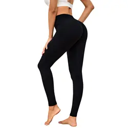 Hohe Taille Push-up Fitness Frauen Leggings Nylon dehnbare feste schwarze Sports trumpf hose lässige Trainings hose schlanke Lauf kleidung