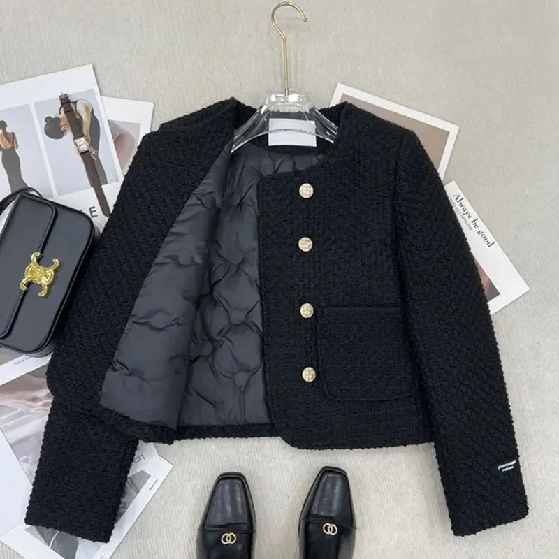 Fall Winter Short Cotton Blend Double Breasted Filled Lining High End Lady Jacket Elegant Fashionable Quality Chinese Brand