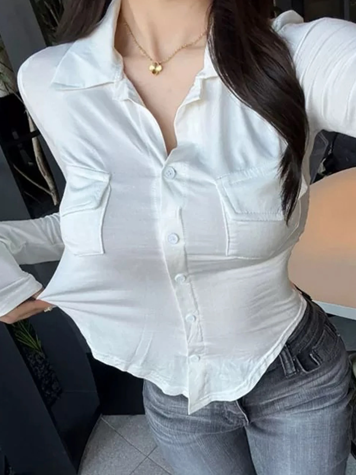 

East Gate New Style Korean Thickened Long Sleeve Slim Fit Open Cardigan T-Shirt Women's Fashionable Business Casual Knitwear