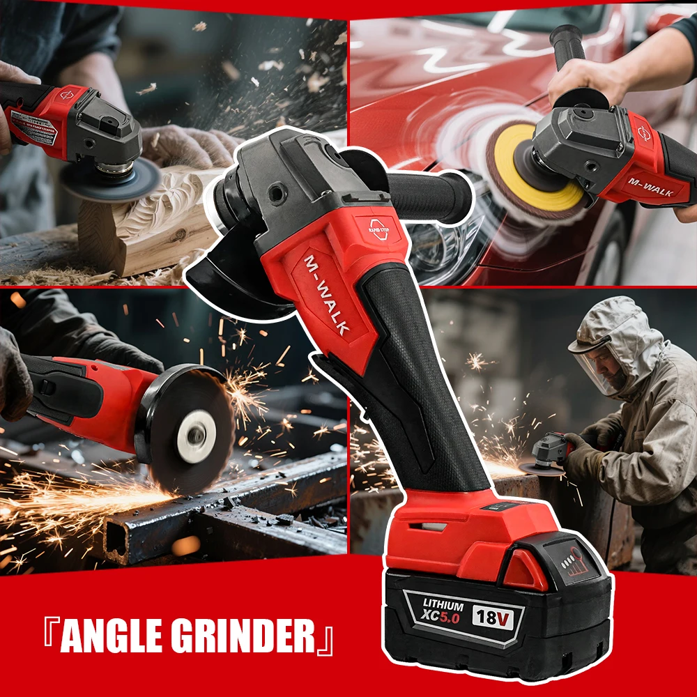 Gerinda Sudut Tanpa Kabel 125mm Brushless Baterai Li-ion 3 Kecepatan, Alat Pemotong, Pemoles, Penggiling, Untuk Baterai Milwaukee 18V