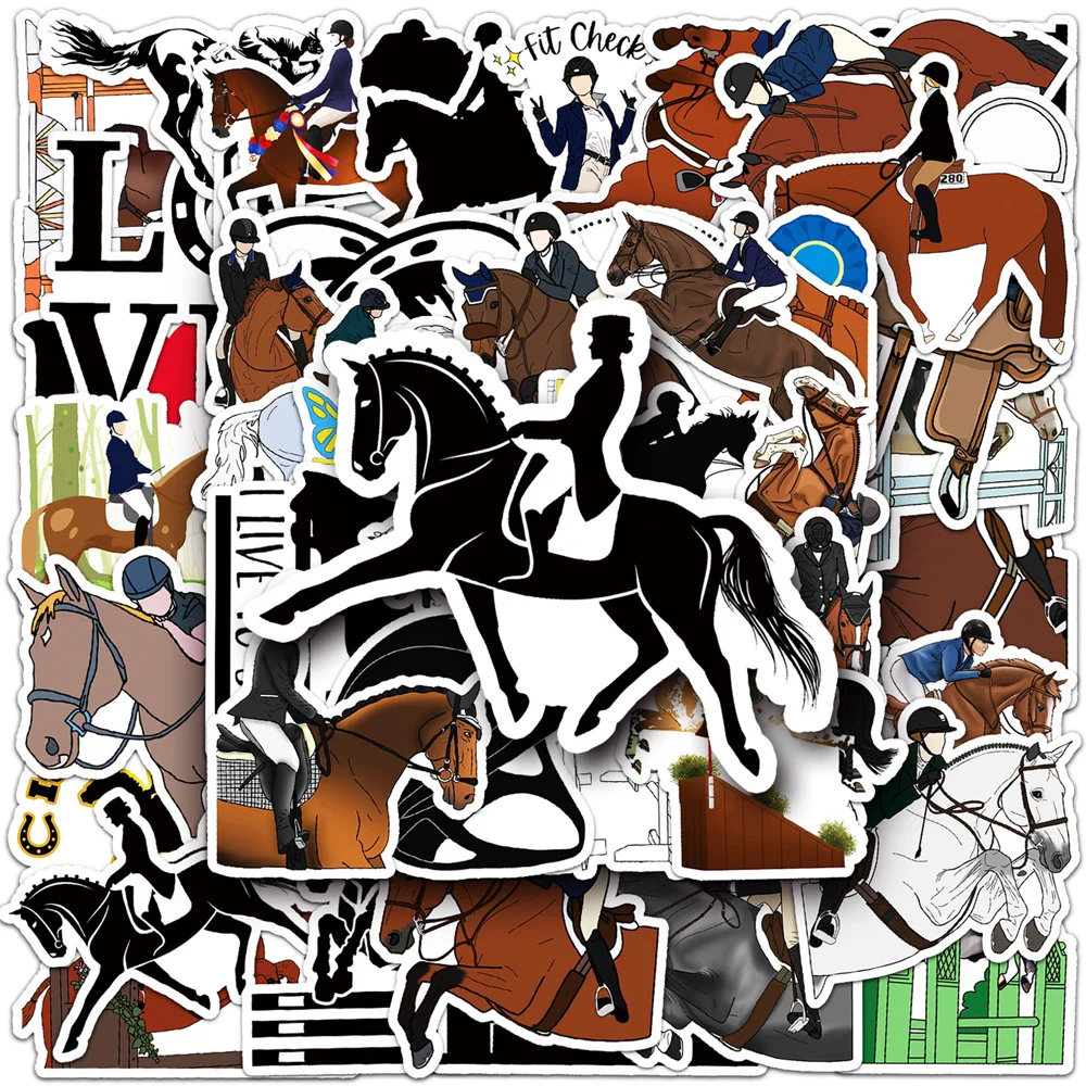 

10/30/50pcs Sports Equestrian Cartoon Stickers for Laptop Luggage Skateboard Water Bottle PVC Graffiti Kids Sticker Decal Toy