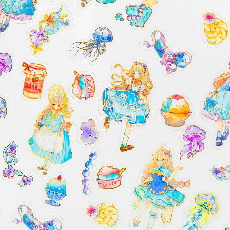 40 pieces Three-dimensional gilded illusion girl cute exquisite stylish hand tent decorative material sticker 4 models