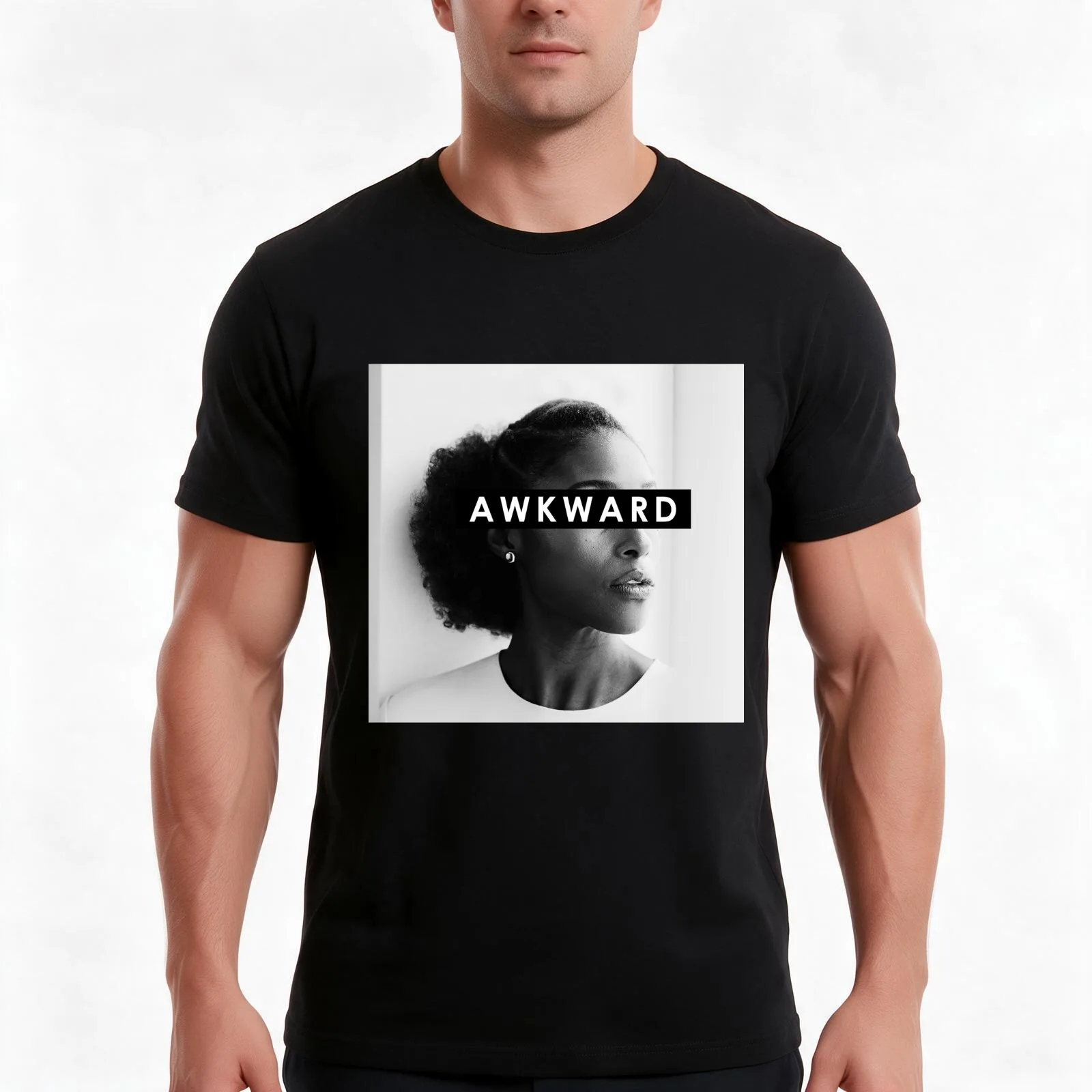 Awkward Blk Girl T-Shirt, Summer Casual Cotton Tee, Oversized Streetwear Tops, Vintage Graphic Print, Loose Fit Short Sleeve