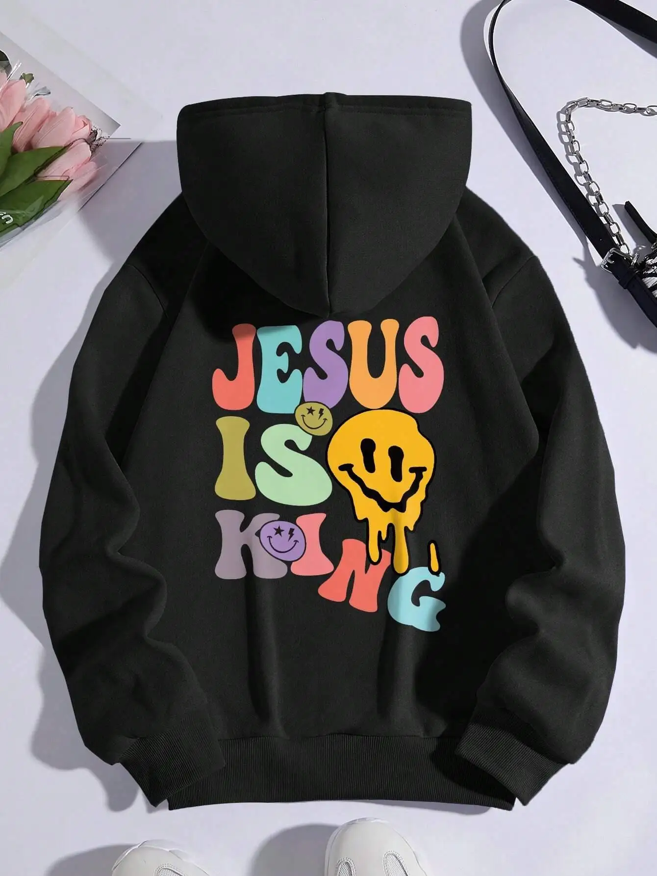 Jesus Is King Street Letter Graphic Hoodie Man Autumn Fleece Hoody Fashion Soft Sweatshirt Hipster Casual Loose Man Clothes