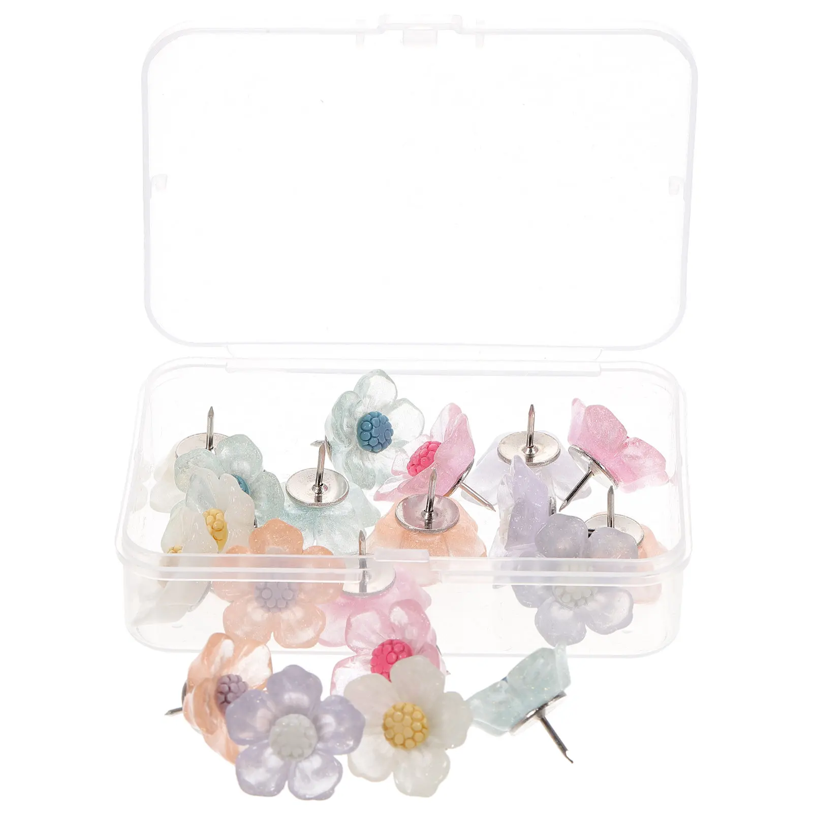 20Pcs Flower Shaped Thumbtacks Multi-Function Compact Pushpins Lovely Delicate Tacks for DIY Projects Office Home Map Nails