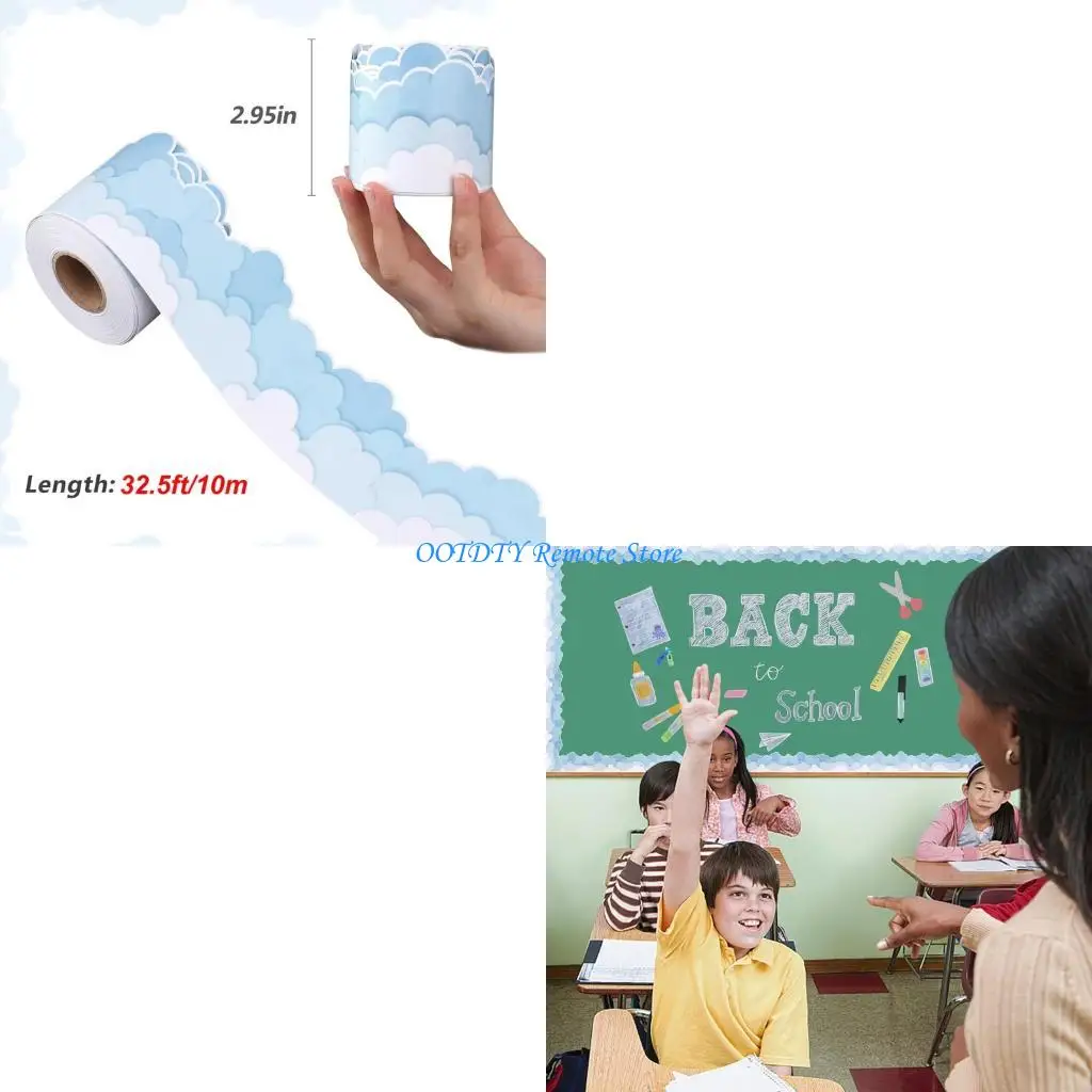 

Cloud Mass Print Border Trim Wall Sticker 32.8ft for Chalkboard Decoration