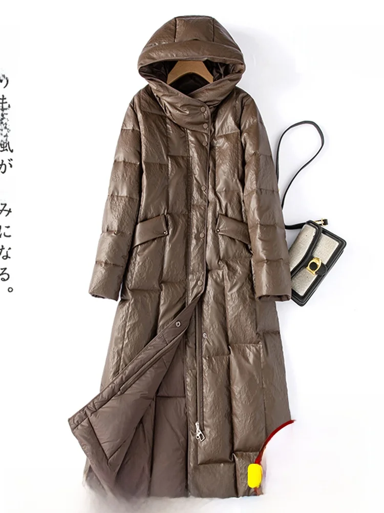 冬の新作 本革シープスキンコート レディース ミドル丈 ルーズフィット フード付き 耐久性のあるジッパー開閉 通勤用