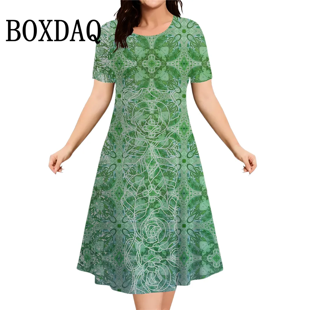 Vestidos con estampado étnico Retro de verano para mujer, Mini vestidos elegantes, vestido informal de manga corta para mujer, ropa de talla grande a la moda