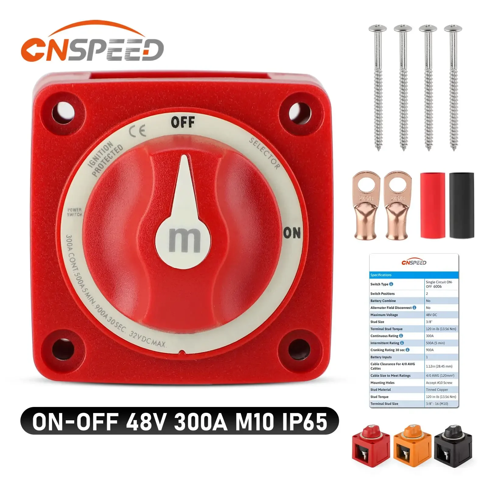 Wyłącznik akumulatora CNSPEED, mini przełącznik izolacyjny 2-pozycyjny (włącz/wyłącz) do kampera, łodzi, samochodu, akcesoria, odłącznik obwodu 300A 12V-48V