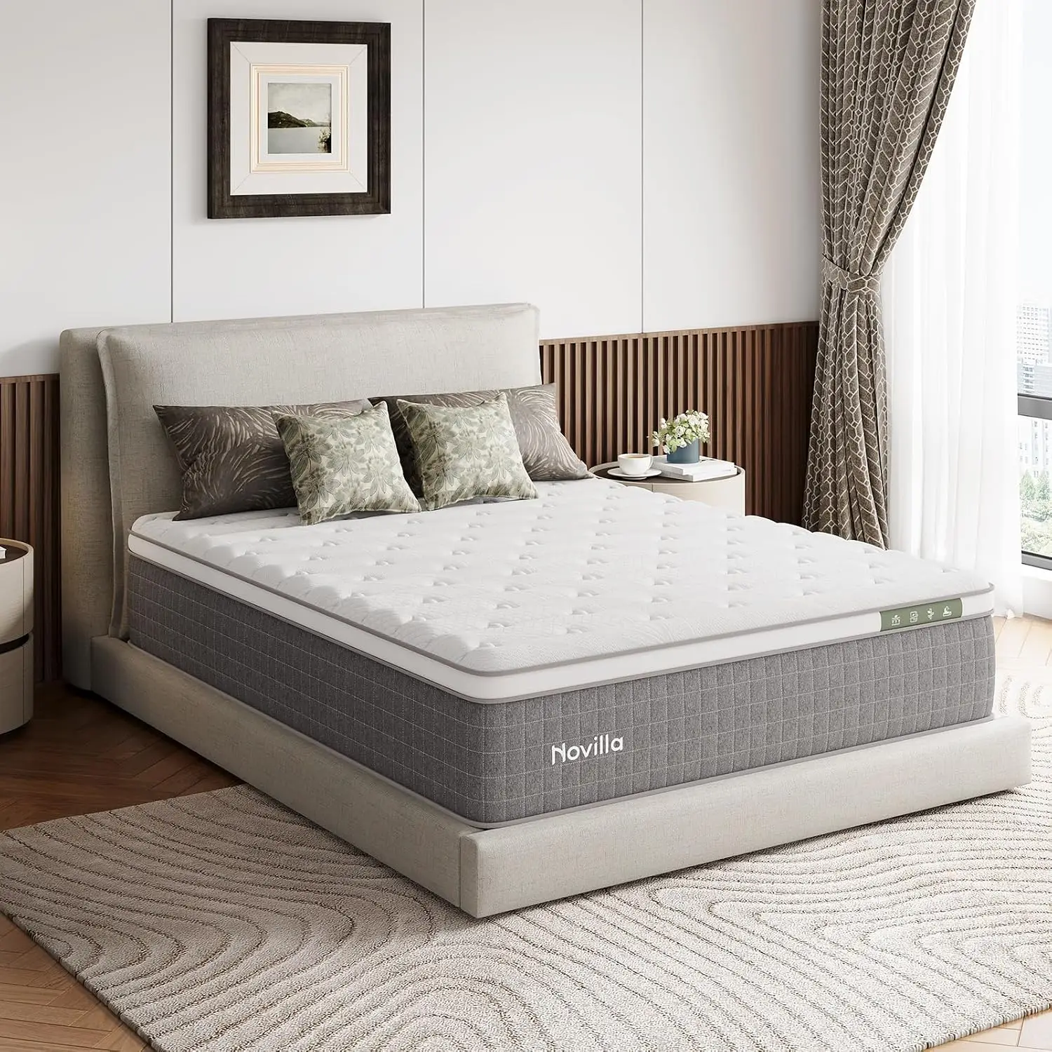 Queen Size Hybrid Mattress, 14 Inch Gel Memory Foam Mattress