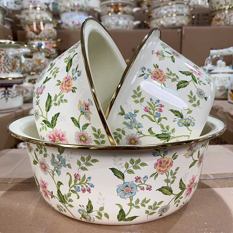 Extra Thick Enamel Basins Enamel Bowl Mixing Basins Deepening Multi-purpose Basin Vegetable Washing Basin Nordic Fruit Plate