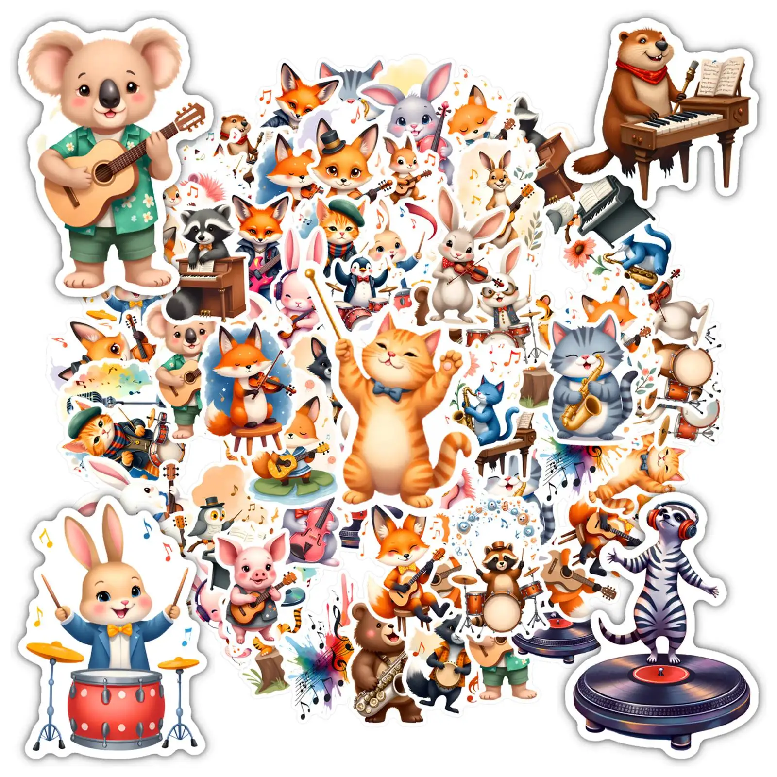 

35 шт.-50 шт., игривые милые наклейки с животными, музыкальные животные, музыканты, наклейки, школьные принадлежности для чемодана, холодильника, телефона