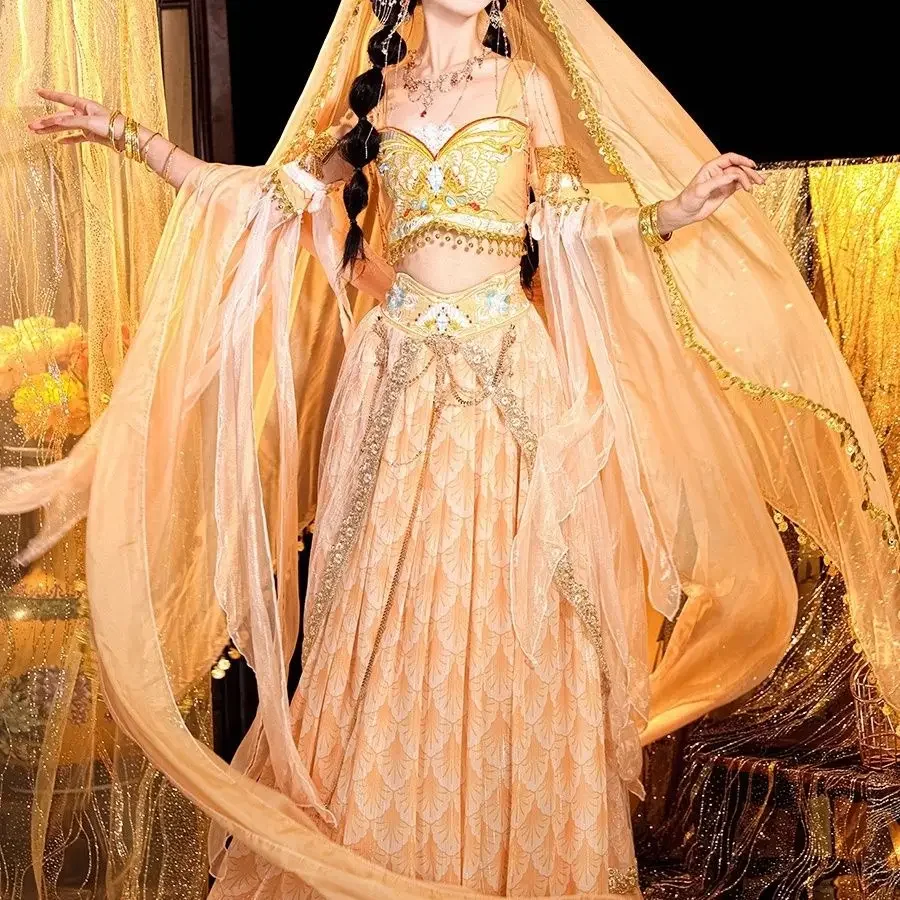 

New Chinese Hanfu retro traditional Dunhuang style flying fairy exotic style elegant Western region princess dance costume set