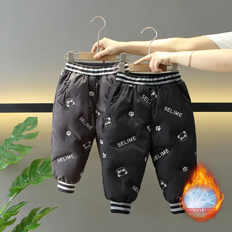 

Thickened down Trousers for Boys And Girls Winter Warm Cotton Pants Autumn Winter Style Children's Clothing Straight Leg Pants