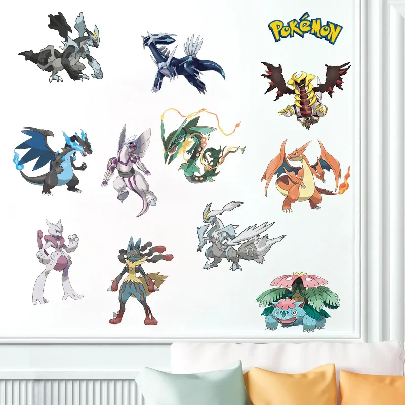 New Pokemon Cartoon Animation Wall Sticker Charizard MAX 3D Sticker Children\'s Room PVC Decorative Pokémon Wall Painting