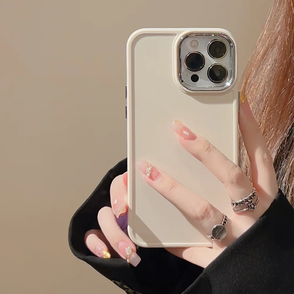 

Plated lens suitable for iPhone 16, for Apple phone case 12, soft 14, silicone 13, simple solid color 15, pro max