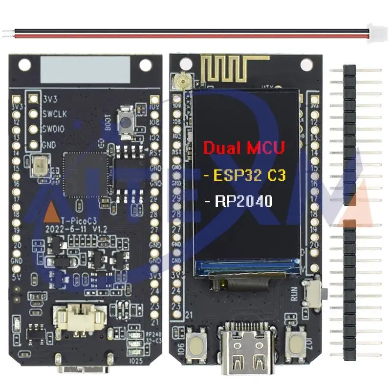 T-PicoC3 ESP32-C3 RP2040 Wireless WIFI Bluetooth Module Development Board Dual MCU 1.14 Inch ST7789 Display for Arduino