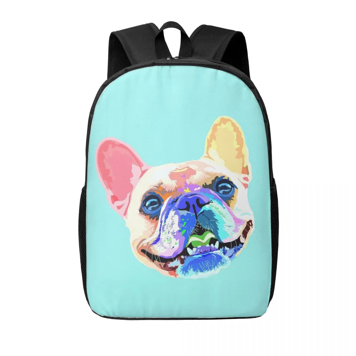 

Smiling Rainbow French Bulldog Woman Backpacks Boys Girls Bookbag Children School Bags Portability Travel Rucksack Shoulder Bag