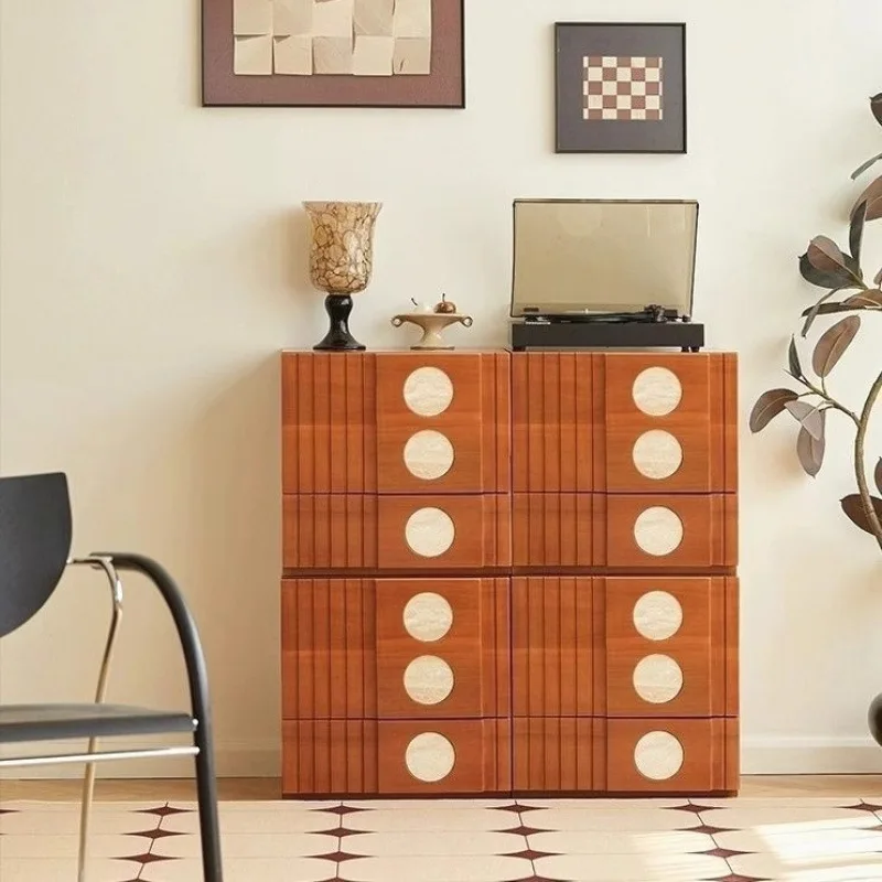 Medieval Module Combination Cabinet Bookcase Side Cabinet Retro Solid Wood Pine Card Combination TV Cabinet