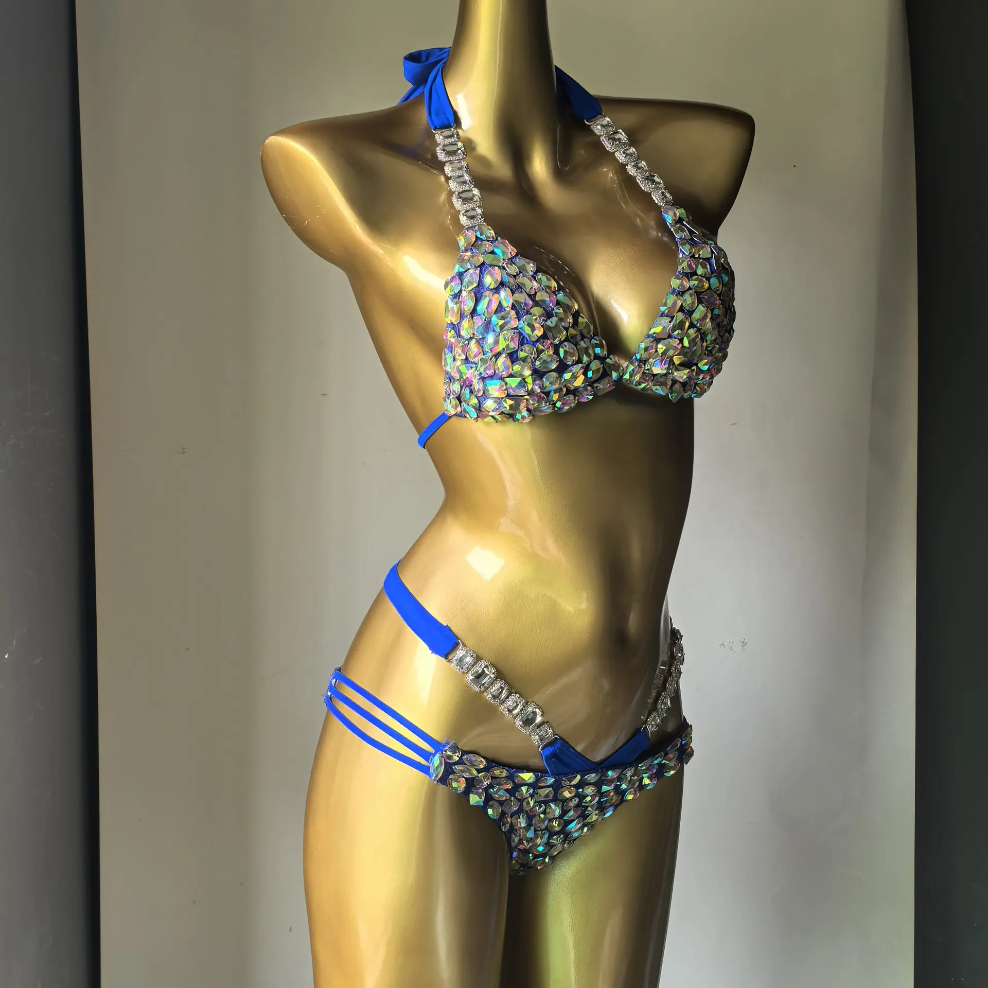 New Steel Tray Hard Cup Diamond Bikini Swimsuit Fitness Body