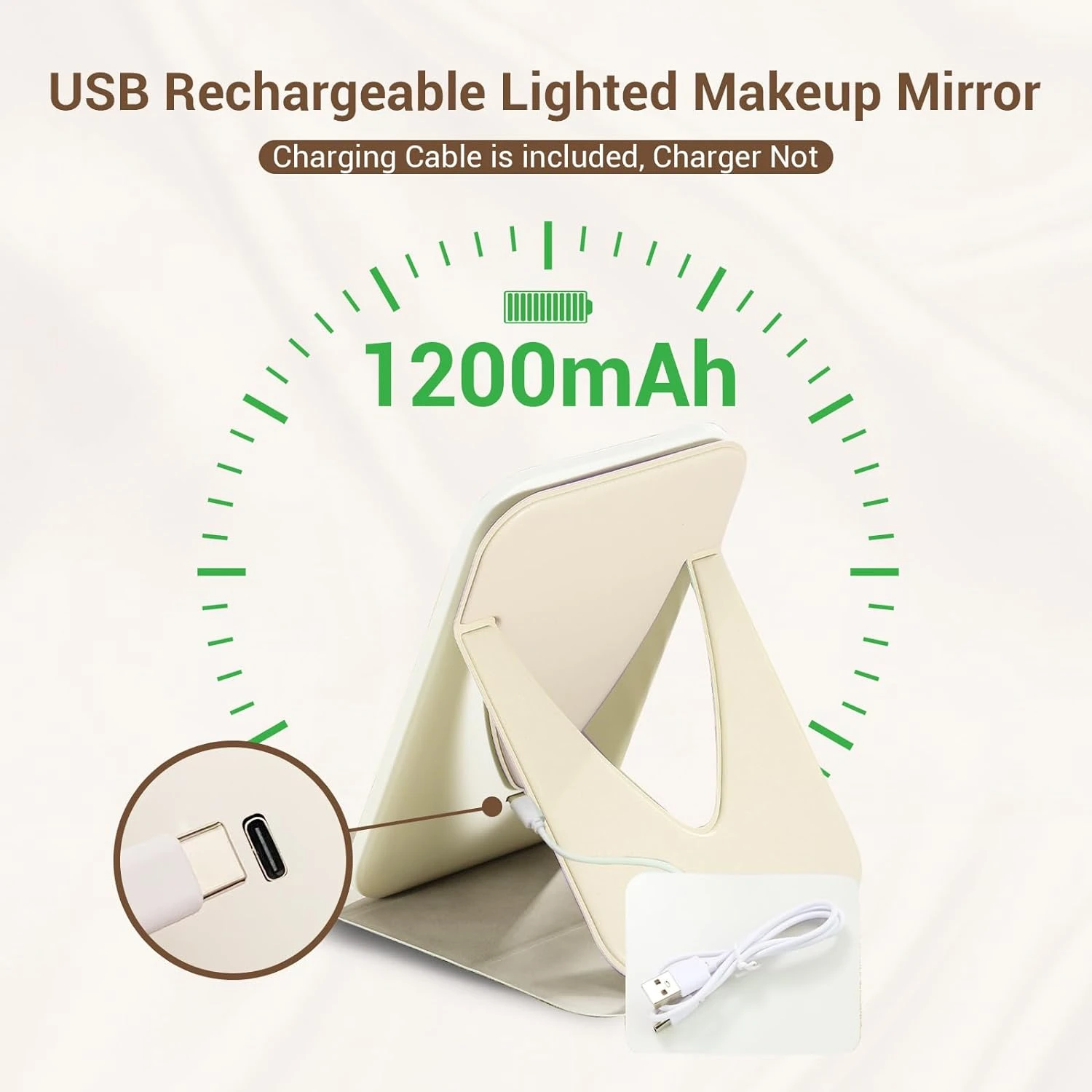 Handige, draagbare en veelzijdige LED-schoonheidsmake-up make-upspiegel - 11 inch formaat met instelbare helderheid, oplaadbare batt