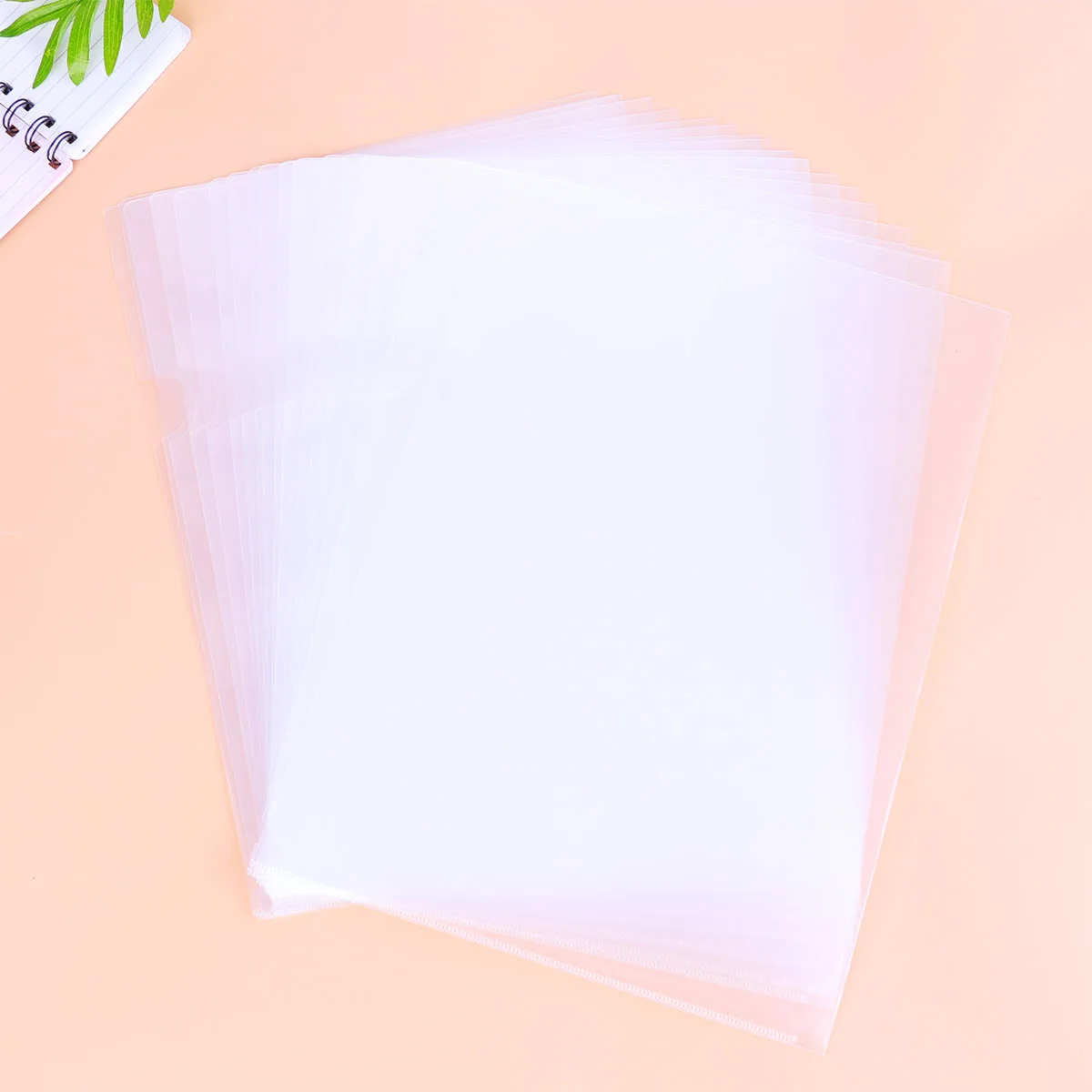 

20Pcs L Shape Document Folder Insert Pages Transparent Plastic File Folder for A4 Papers Wear Resistant Office School Use
