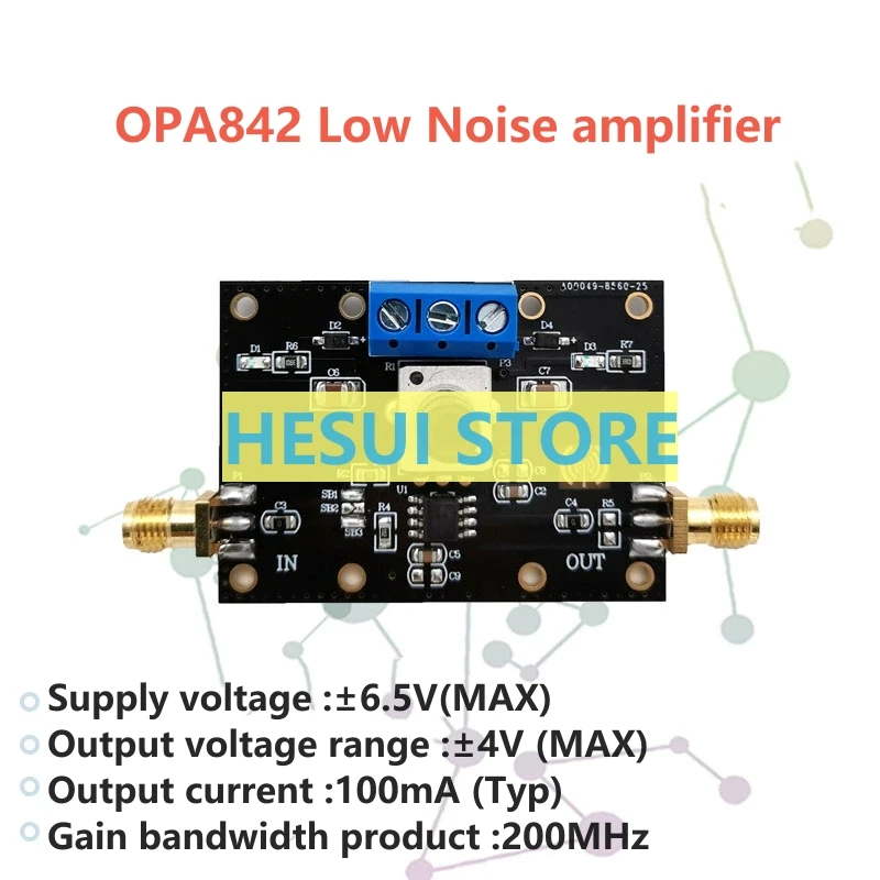 OPA842 Low Noise Amplifier module 400MHz bandwidth open loop gain 110dB unit gain stable