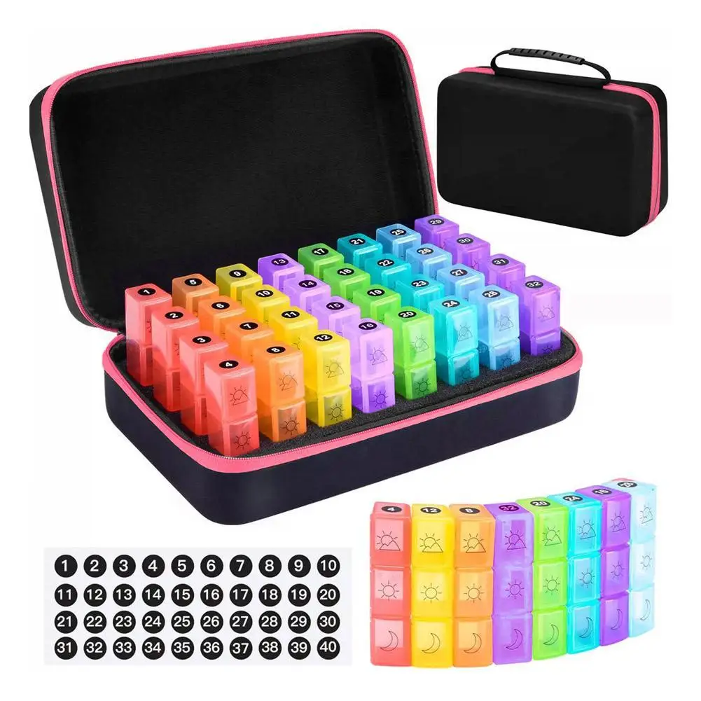 

Ежемесячный футляр для таблеток, коробка для таблеток с жесткой коробкой для хранения, портативный дорожный органайзер для таблеток для хранения лекарств и добавок