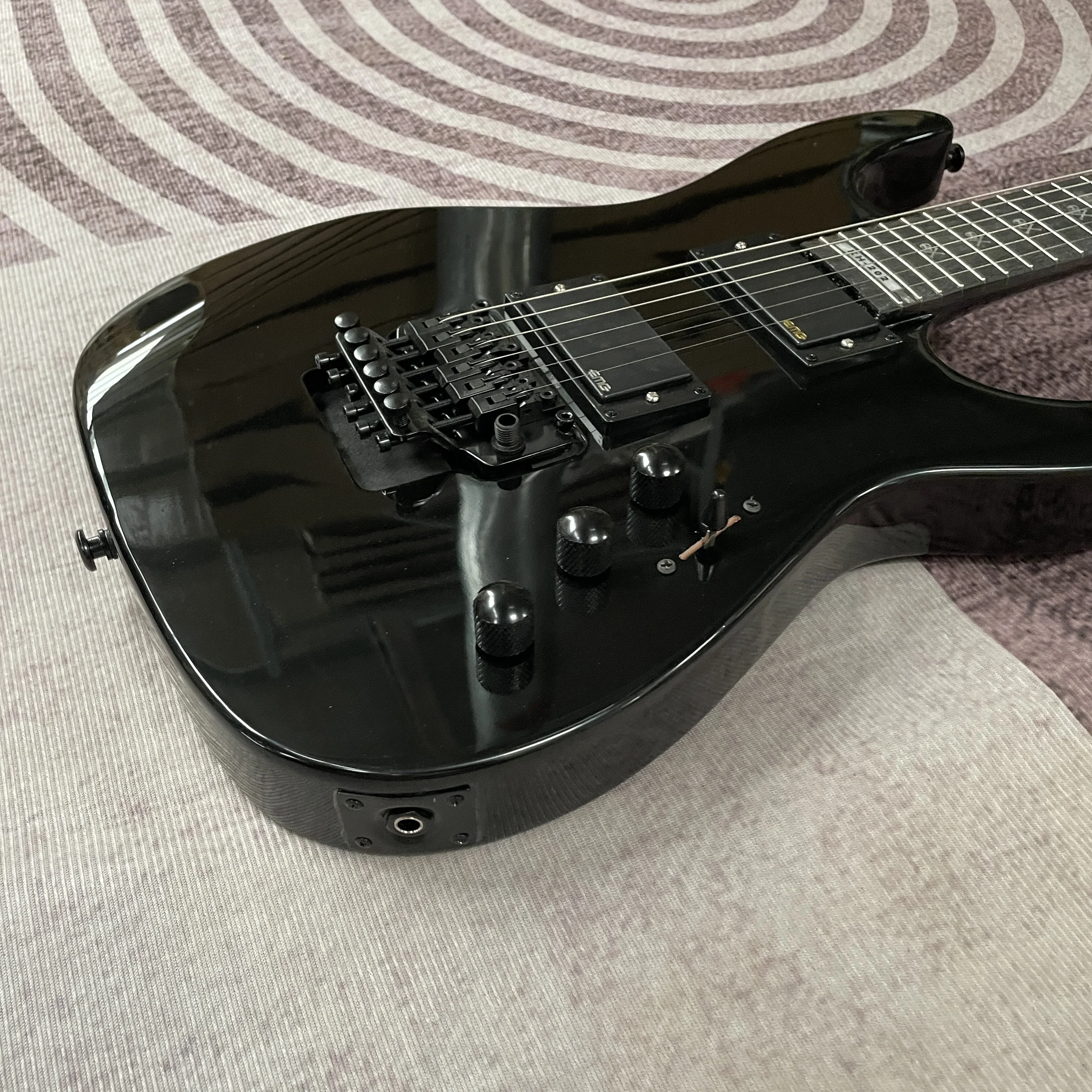 Black KH202 Electric Guitar 24frets Passive Pickup Custom 6String w/Floyd Fast Ship view 4