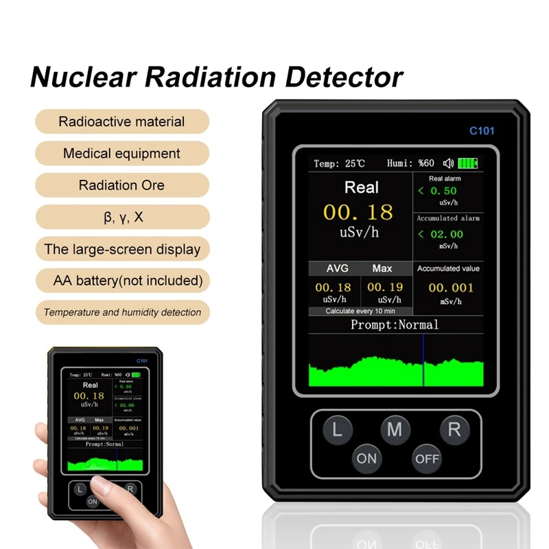 Geiger Counter Nuclear Radiation Detector Handheld Dosimeter Β Y X-Ray Beta Gamma Detector LCD Radioactive Tester