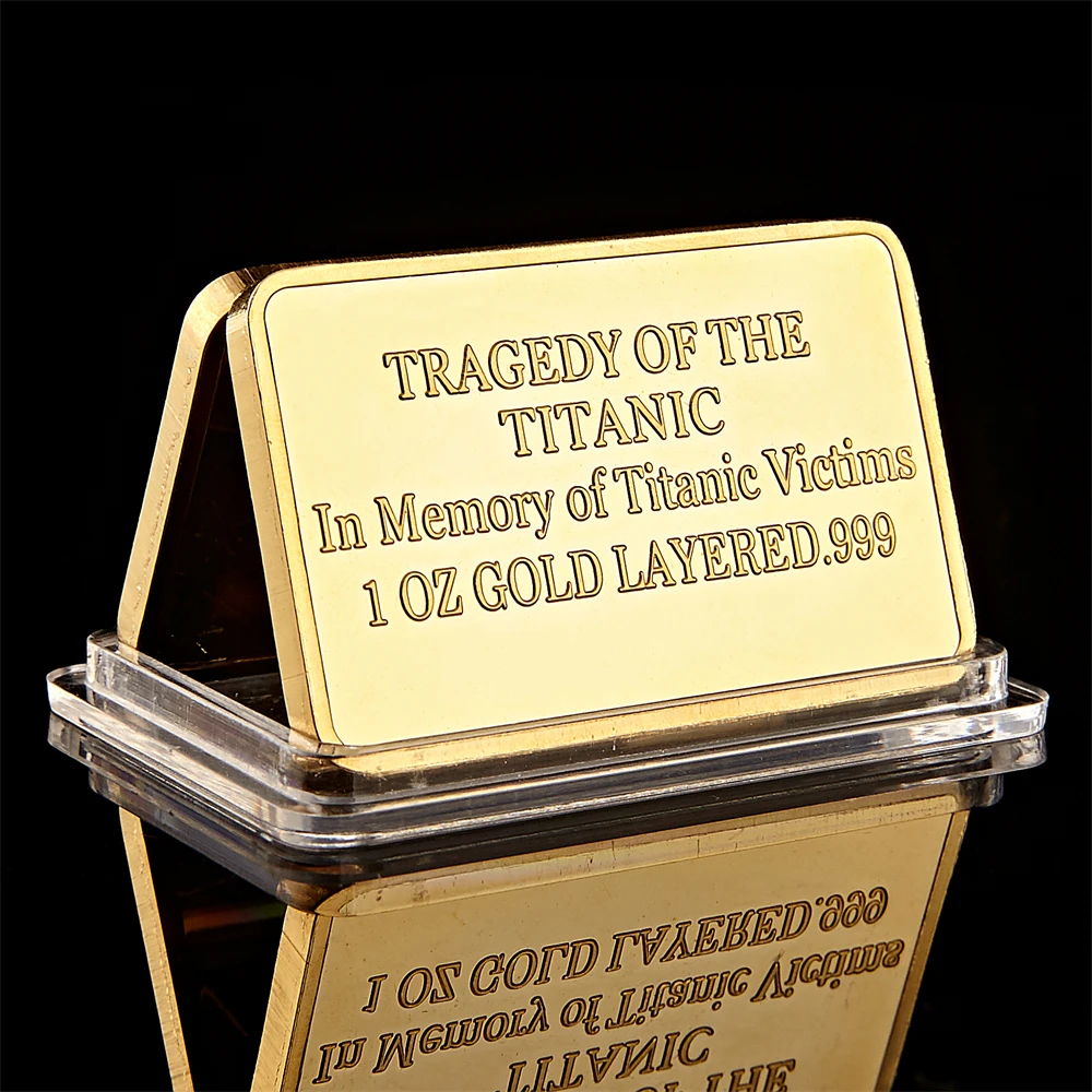 1912 Titanic Ship In Memory Of Rms Victims 1OZ Golden Commemorative Bar/Coin Collection