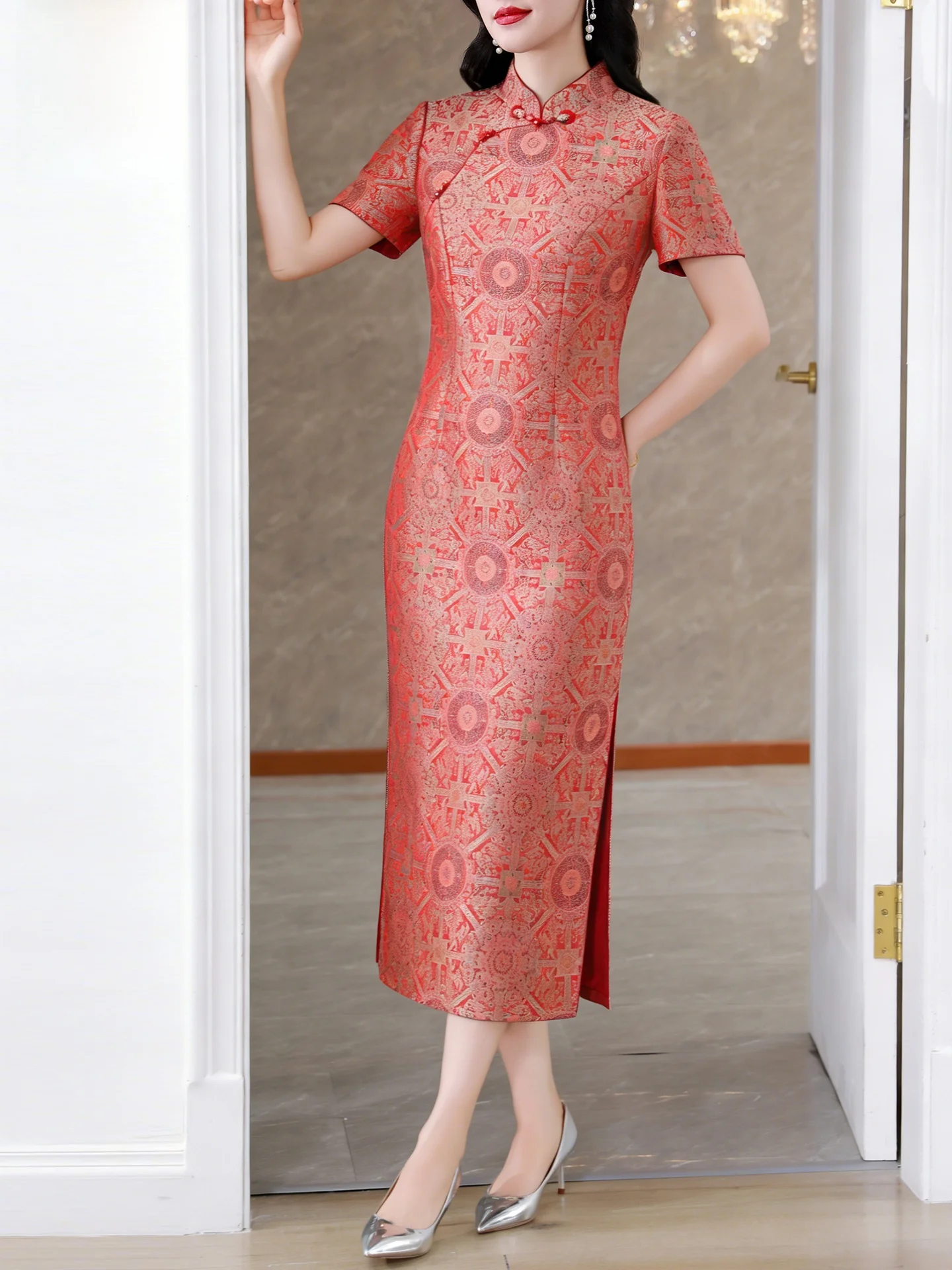 

Ele Wedding Dr Sle Evening Gown for Mother of the Bride New Chinese Sle Daily Wear ort Sve Floral P...