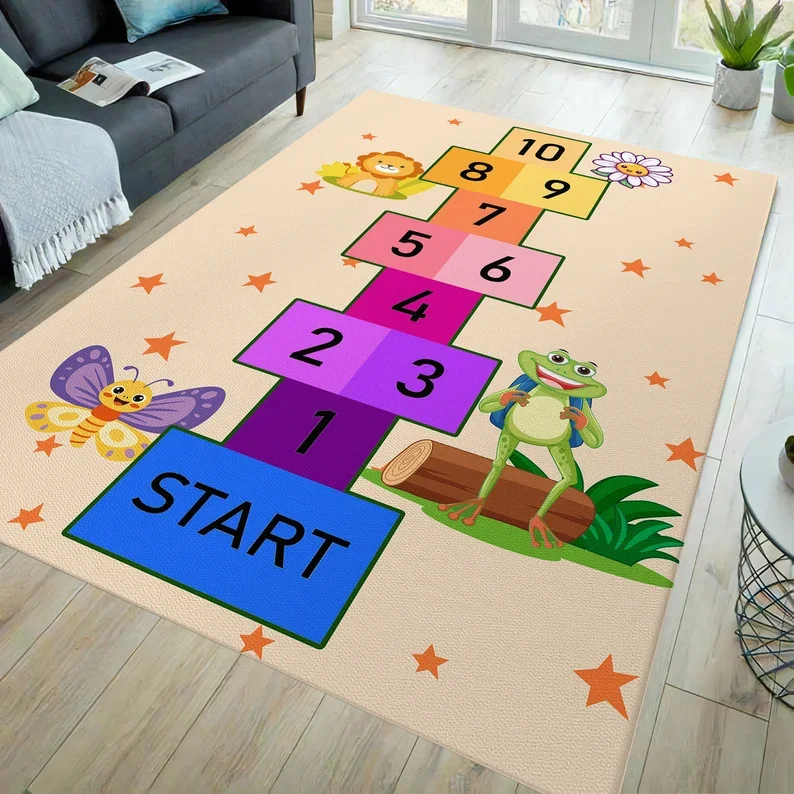 

Kids Rug, Hopscotch Rug Nursery Rug Kids Rug Kidsroom Decor Nursery Decor Gift for Kids Hopscotch Printed Rug Fun Rugs