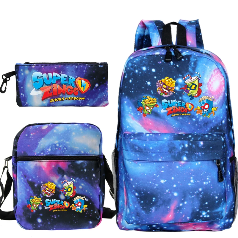 Imagem -05 - Mochila Super Zings Mochilas Escola Bagpacks Homens Bolsas de Viagem Peças Conjunto Mochila para Crianças Meninas Meninos Bolsa Casual