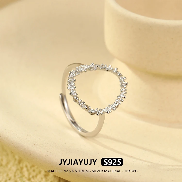 

JYJIAYUJY 100% Whole Original Sterling Silver S925 Adjustable Ring 17MM Geometric Hollow Fashion Jewelry Gift Daily JYR149