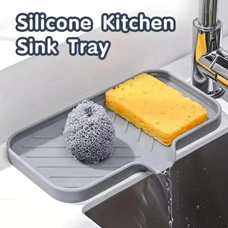 Kitchen Faucet Splash Pad Silicone Sink Faucet Splash Guard Mat Sponge Drain Rack Countertop Soap Tray For Bath Kitchen Gadgets