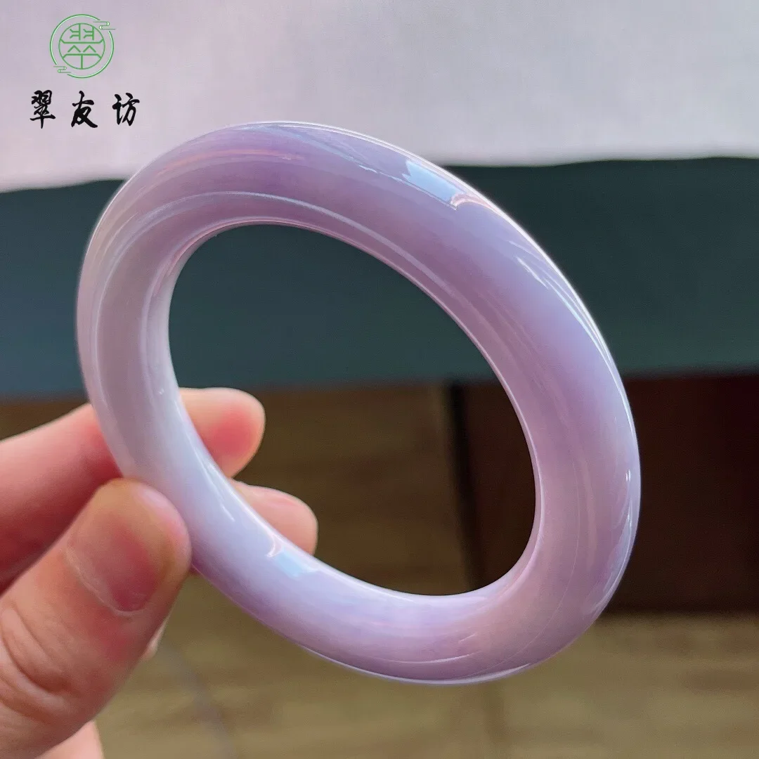 

Natural Purple Jade Bracelet Myanmar A Goods Ice Glutinous Seed Violet Floating Flower Jade Bangle Women's Senior Jewelry Gift