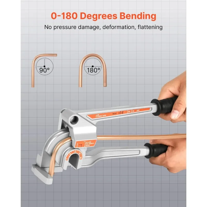 3 In 1 Manual Tube Pipe Bender 1/4 3/8 1/2 Inch OD 180 Degree Bending For Copper Aluminum Tubing Refrigeration Repair Hand Tool
