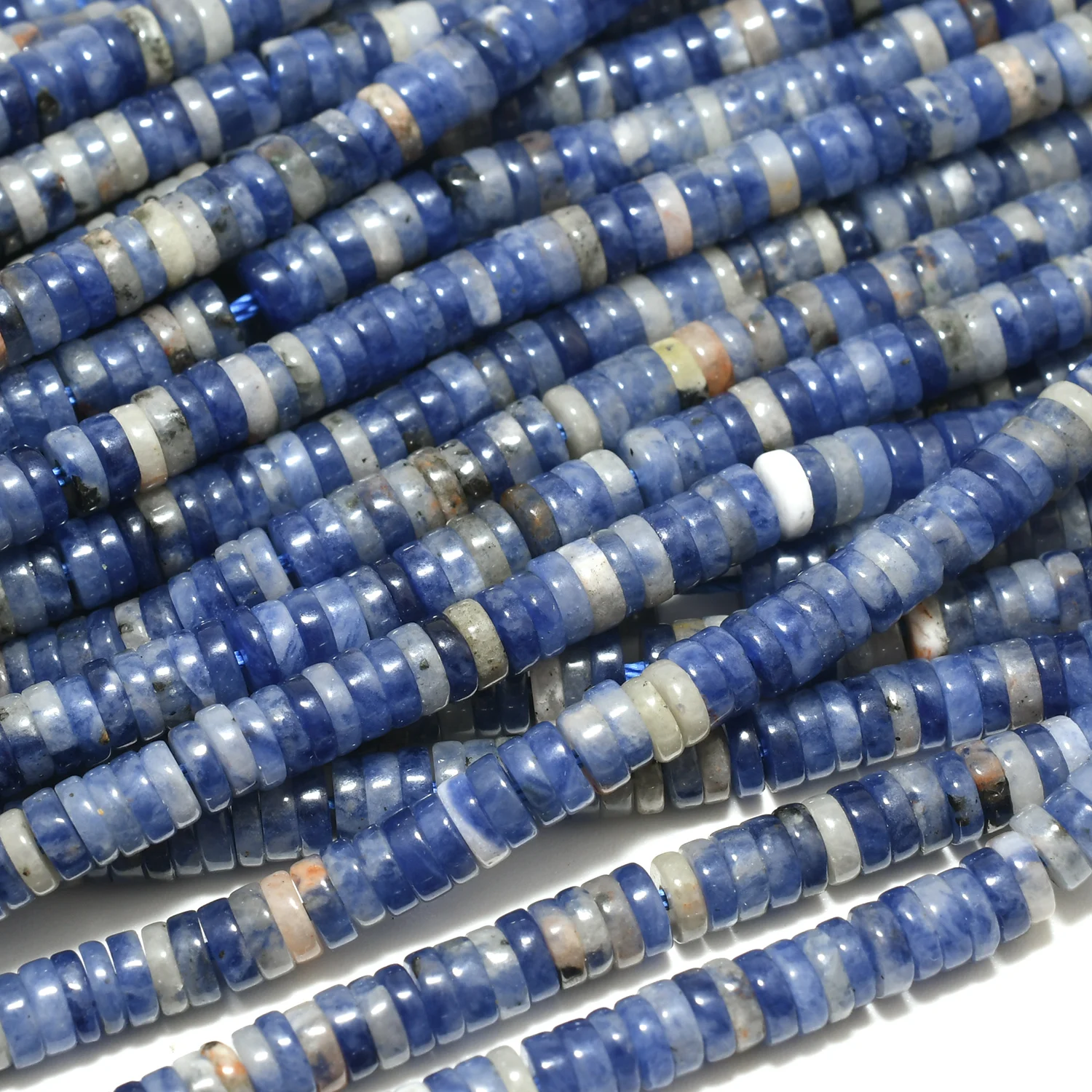 Natural Sodalite Slice Heishi Beads 4.2mm. Thickness 1mm-1.5mm