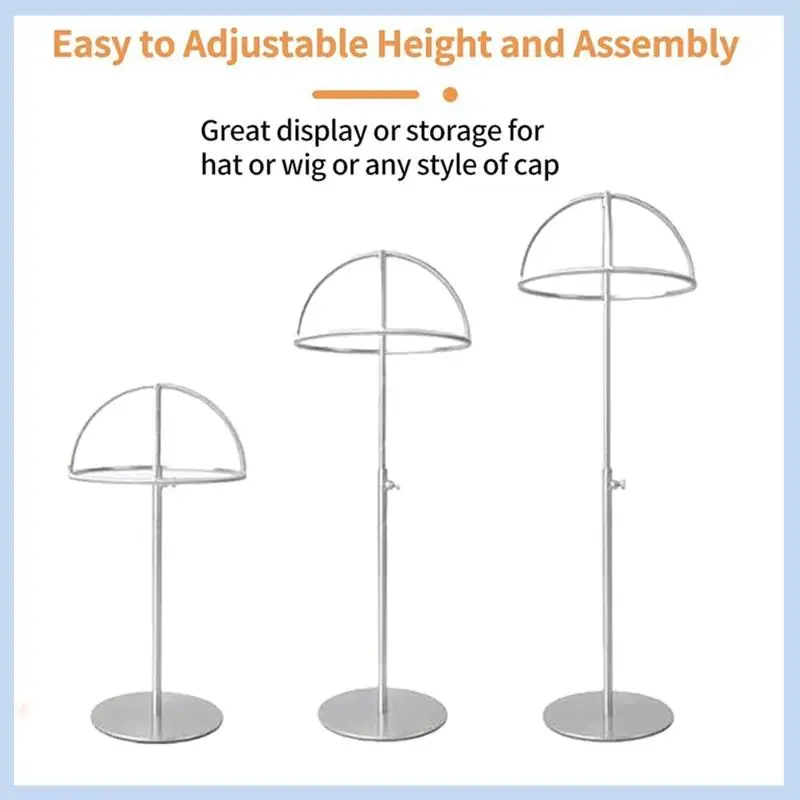 

AS63-2Pcs Hat Display Rack, Sturdy Adjustable Cap / Wig Holder,Freestanding Hat Display Stand, Durable Stainless Steel