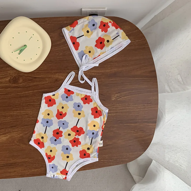 MILANCEL Sommer Baby Mädchen Bademode Nette Blume Badeanzug mit Hut Mädchen Bademode für Kinder