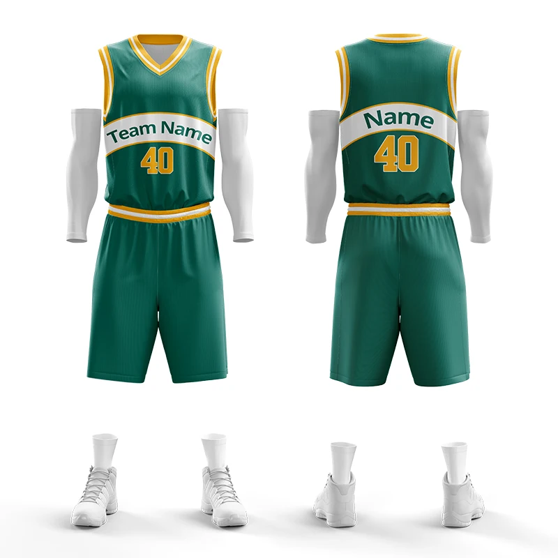 

Basketball Clothes for Kids Basketball Equipment Children Sublimation Print Name Basketball Uniform Green Basketball Jerseys