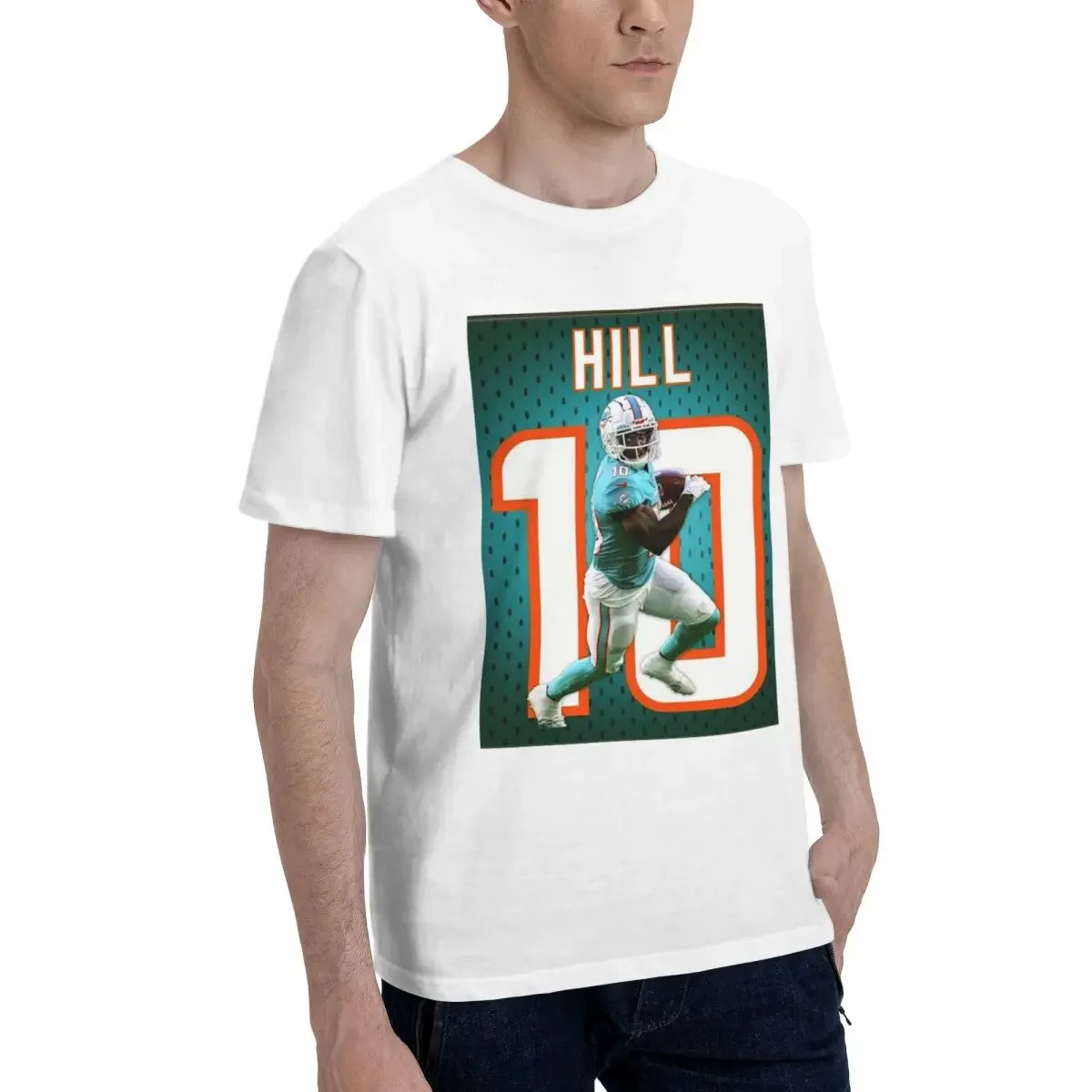 Tyreek Hill Dolphins Spiral T-Shirt for Men Cotton Plus Size T Shirts Men's Tees Short Round Neck Summer Clothes Tops S-6XL